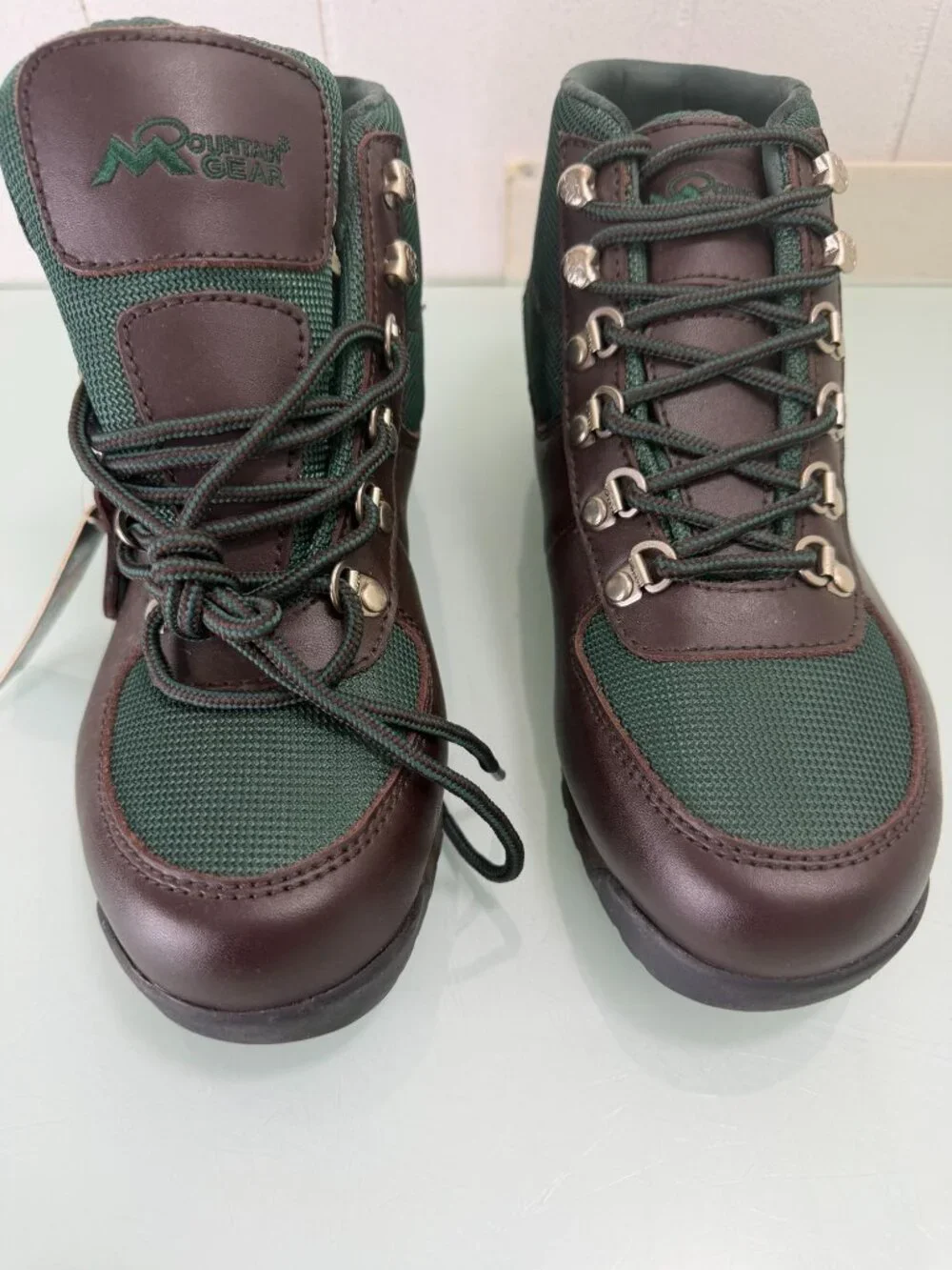 Mountain Gear Hiking Field Ankle Boots Mens 8.5 Leather Canvas Beef & Broccoli